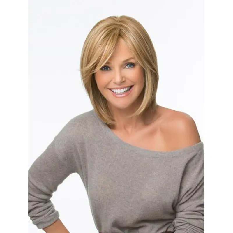 Beautiful Blonde Monofilament Shoulder Length Synthetic Wigs