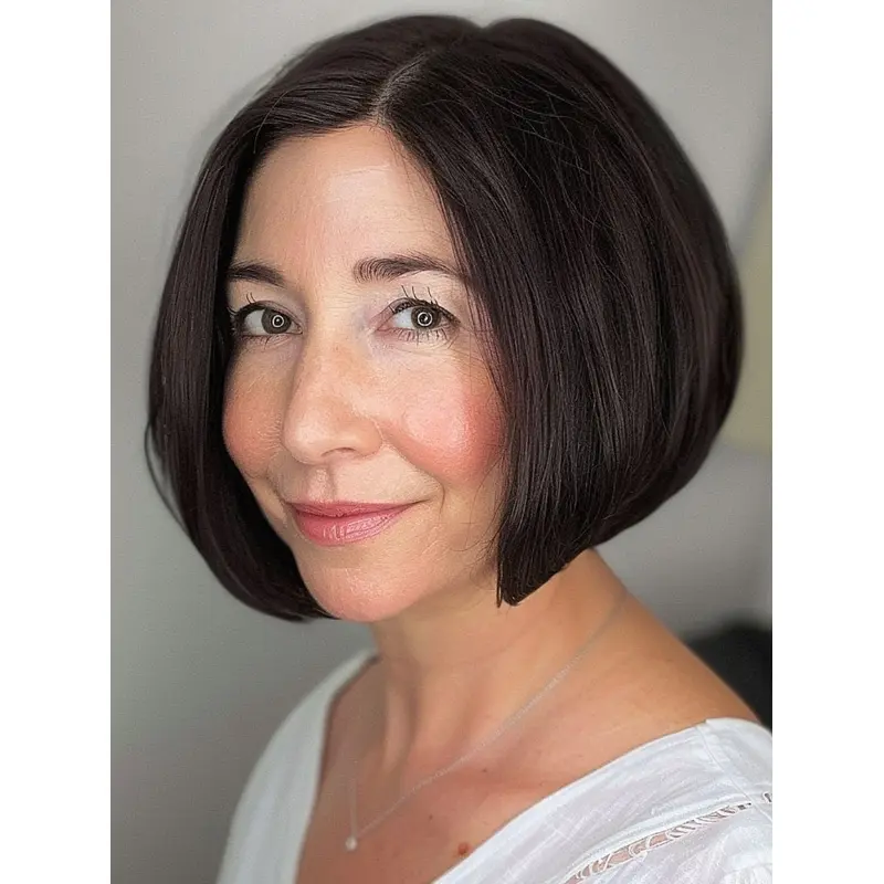 Human Hair Bob Wigs Black 10" Layered Monofilament Wigs