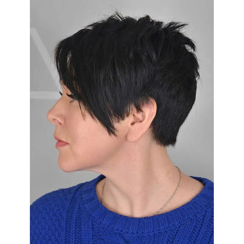 Short Black Wigs Cropped Synthetic Sassy Wig Straight Short Pixie Wigs