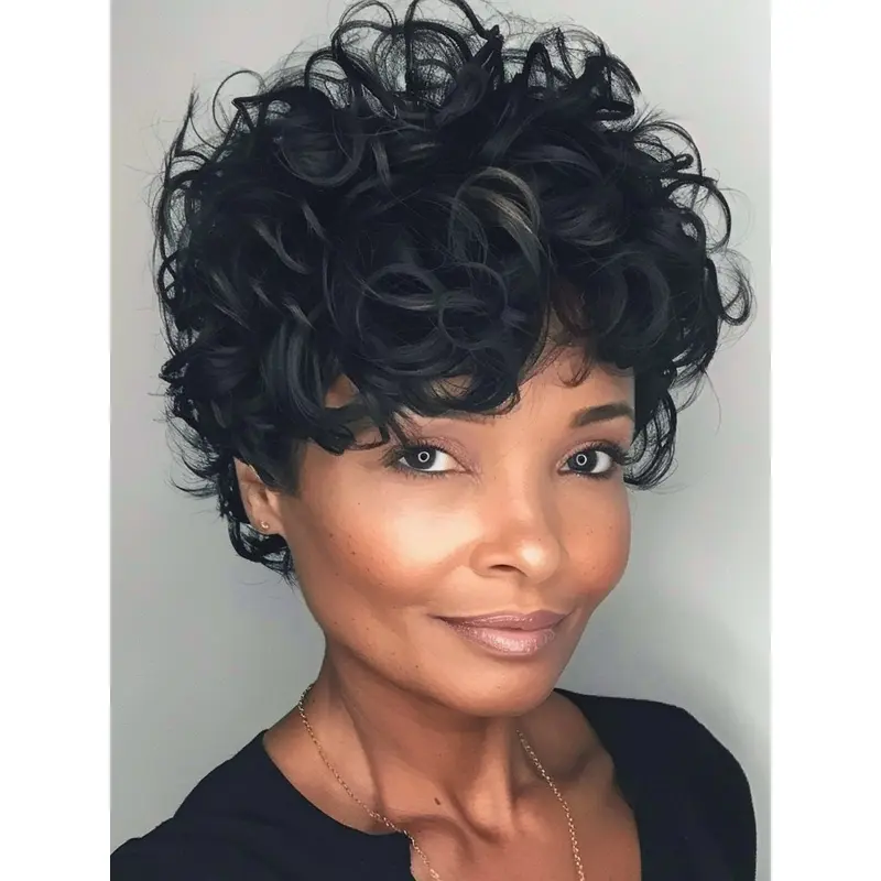 100 Human Hair Wigs African American Kinky 4" Monofilament Wigs