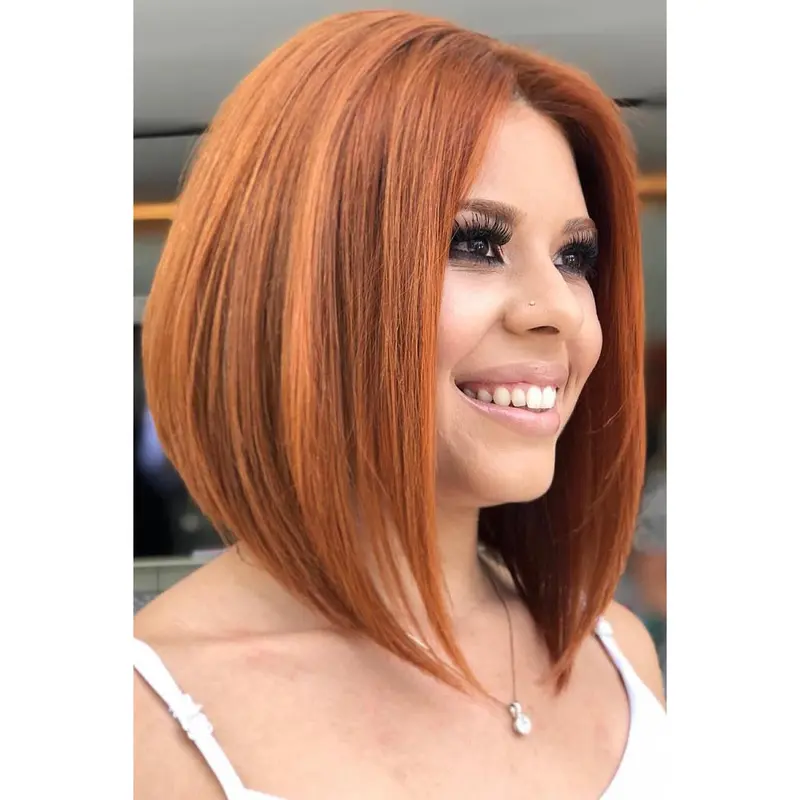 Bob Style Wigs Synthetic Lace Front Auburn Wigs Shoulder Length Bob Wigs