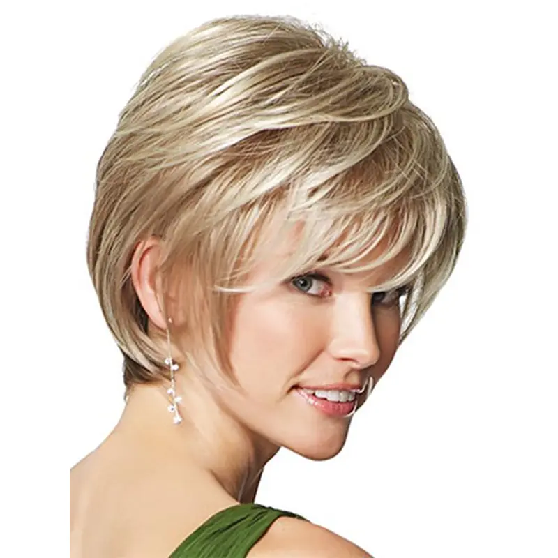 Faddish Blonde Straight Short Synthetic Wigs