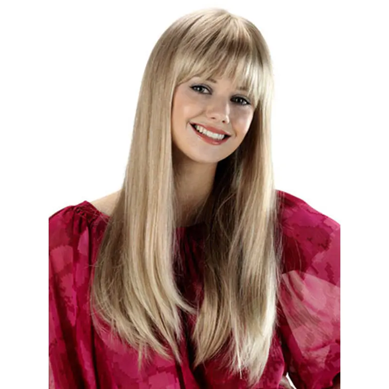 Gentle Blonde Straight Long Synthetic Wigs