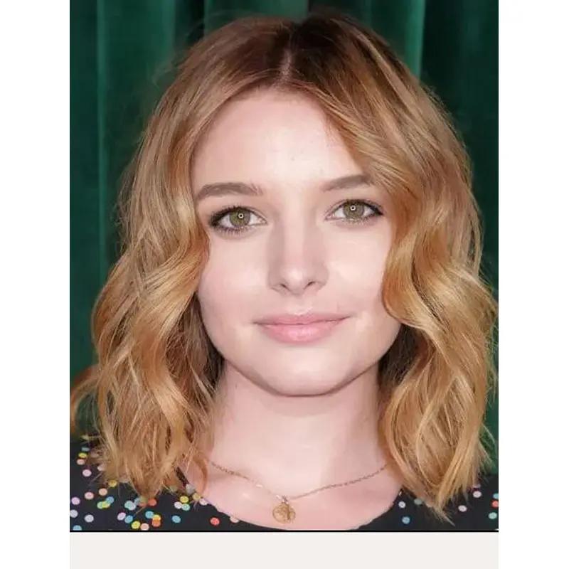 Ginger Wigs Synthetic Lace Front Wavy Shoulder Length Center-Parted Wigs