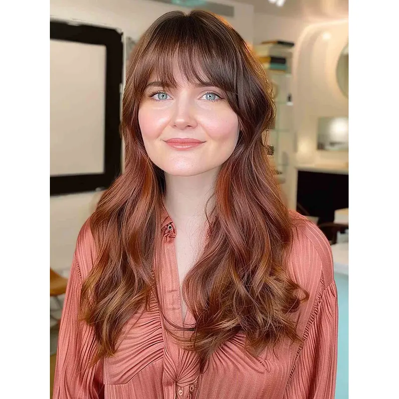 Lace Front With Bangs 18" Long Auburn Wig