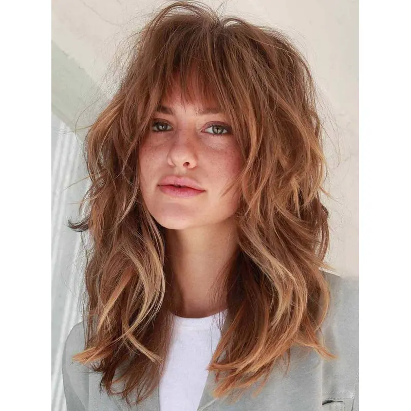 Long Auburn Wigs Wavy Layered 16" Lace Front Wigs