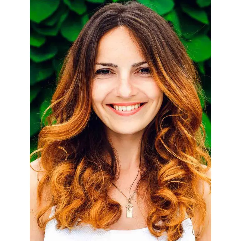 Long Curly Wigs Synthetic Lace Front Auburn Wigs Long Hair