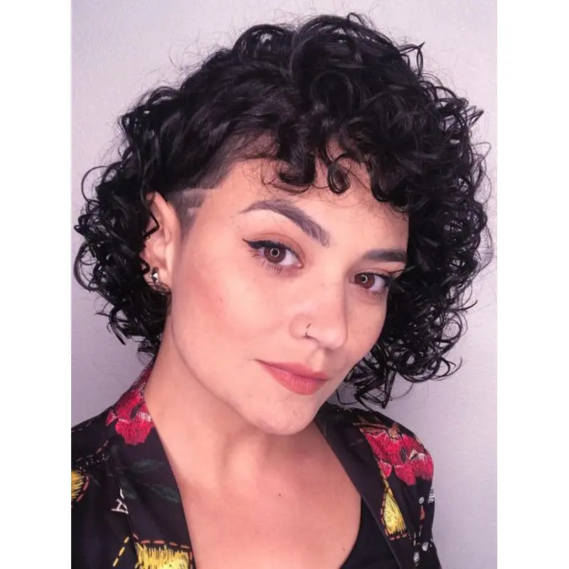 Short Curly Wigs For Sale Black 8" Layered Wigs