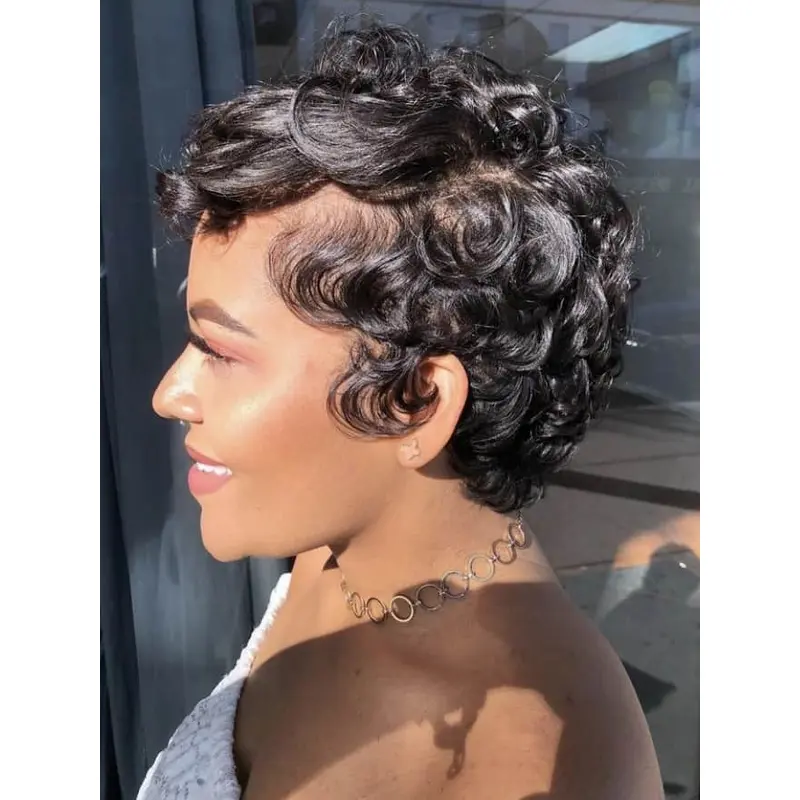 Short Cut Wigs For African American 4" Curly Synthetic Wigs