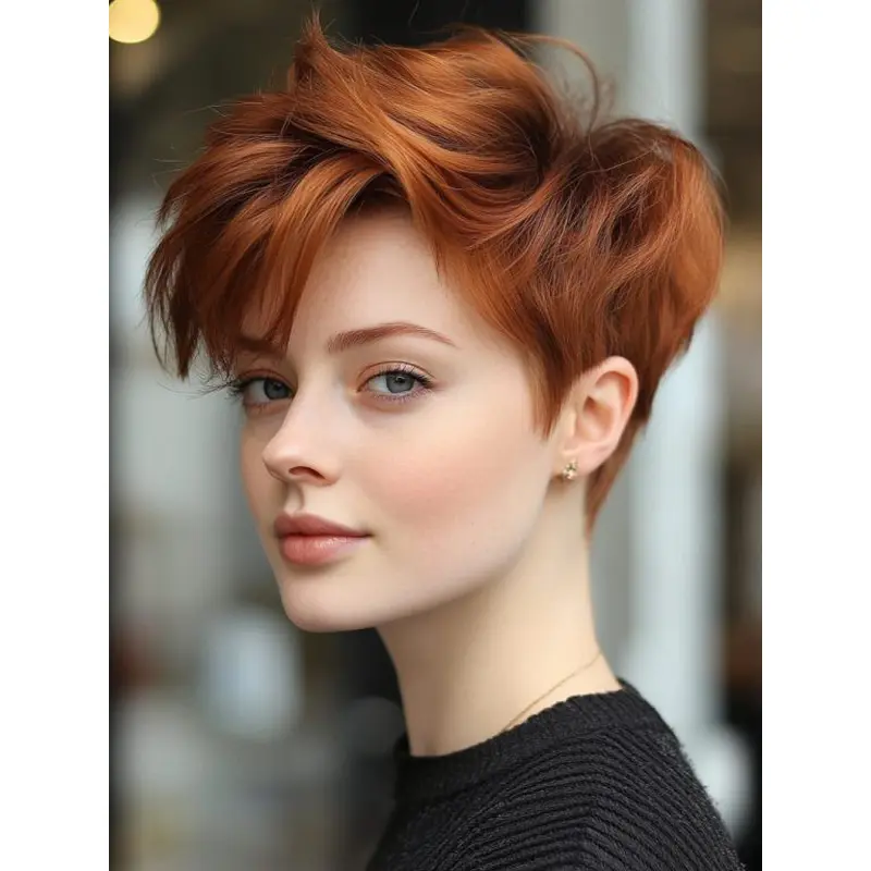 Short Lace Wigs Straight 6" Synthetic Auburn Boycuts Wigs