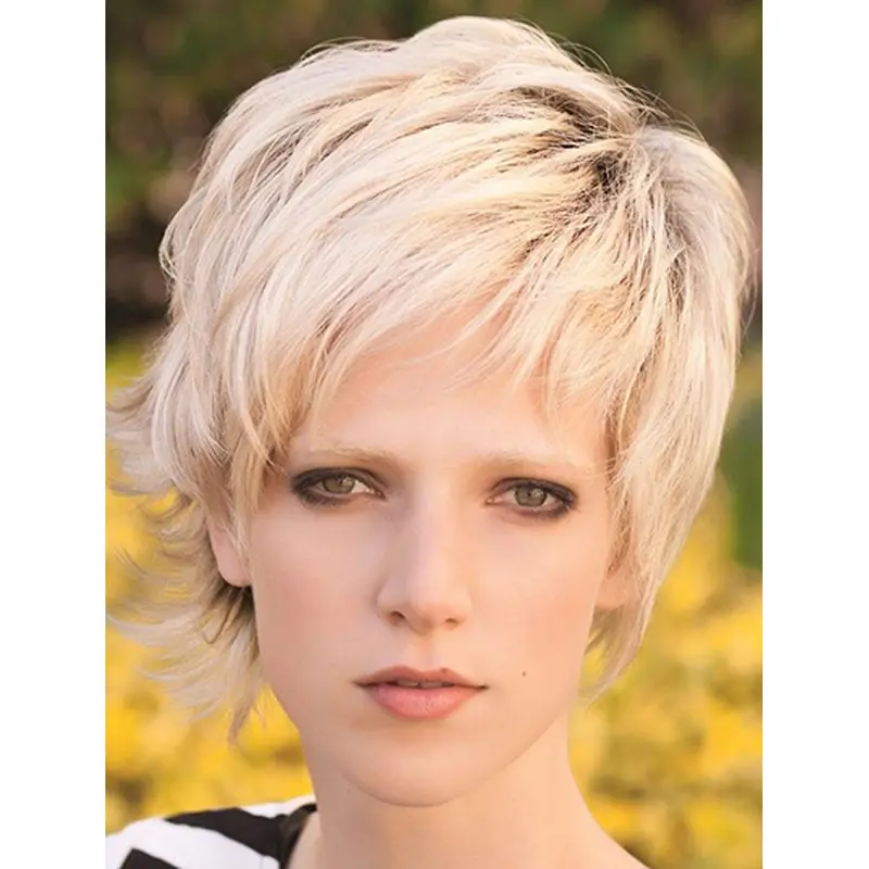 Synthetic Blonde Straight Braw Short Wigs