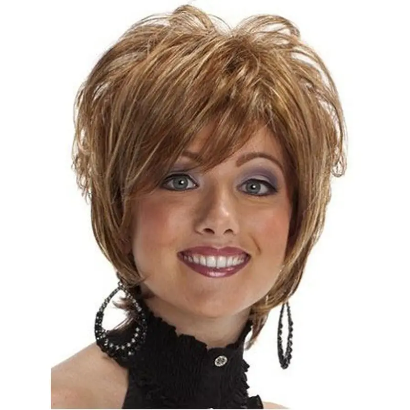 High Quality Brown Wavy Short Synthetic Wigs