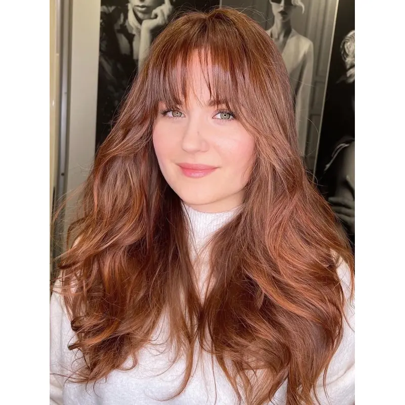 Long Hair Wigs Lace Front With Bangs Wigs Synthetic Wavy Wigs