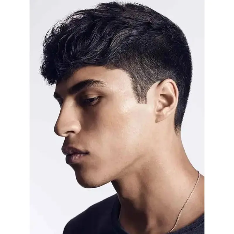 Man Wigs Lace Front Wig Cropped 4" Black Wigs