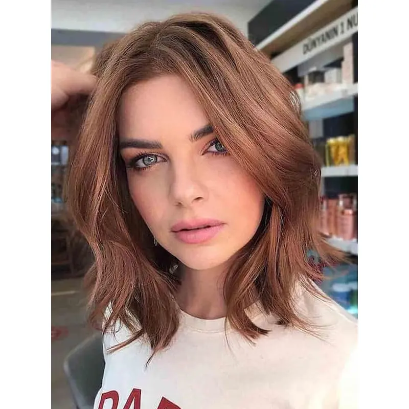 Medium Length Layered Wigs Monofilament Shoulder Length Wavy Wigs