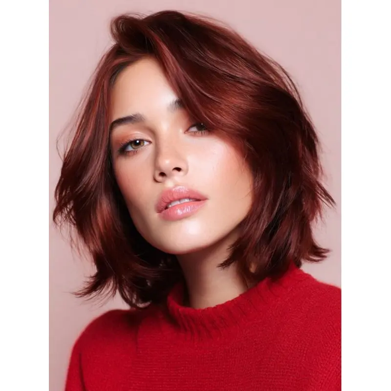 Medium Length Wavy Wigs Chin Length Lace Front Synthetic 12" Wigs