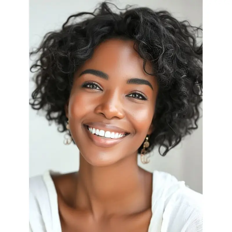 Short Pixie Cut Wigs For African American Human Hair Curly 8" Lace Front Wigs