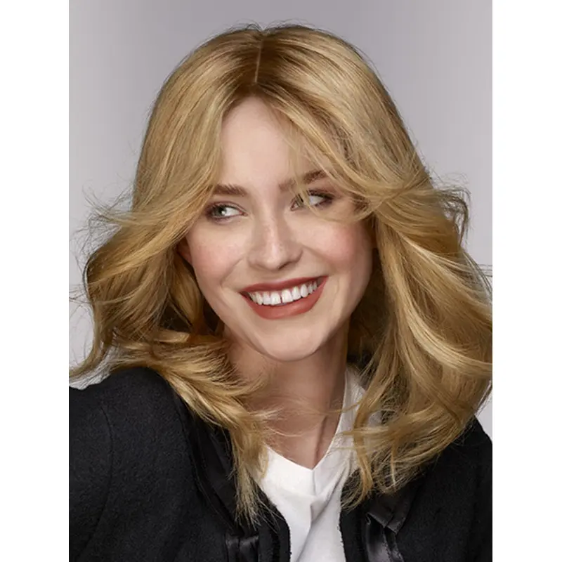 Wavy Shoulder Length Blonde Monofilament 14" Without Bangs Top Quality Lace Wigs
