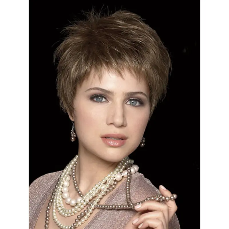 Brown Natural Boycuts Straight Short Wigs