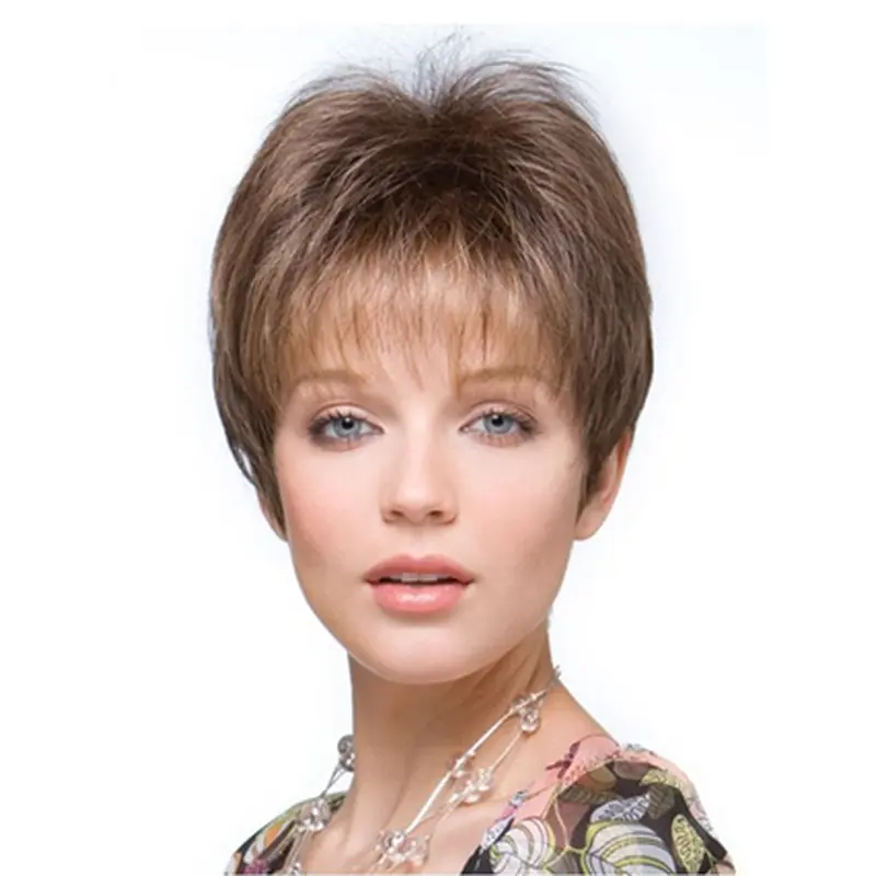 Good Brown Straight Cropped Hair Falls & Half