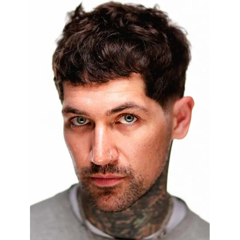 Human Hair Wig For Men Boycuts Curly 4" Cropped Wigs