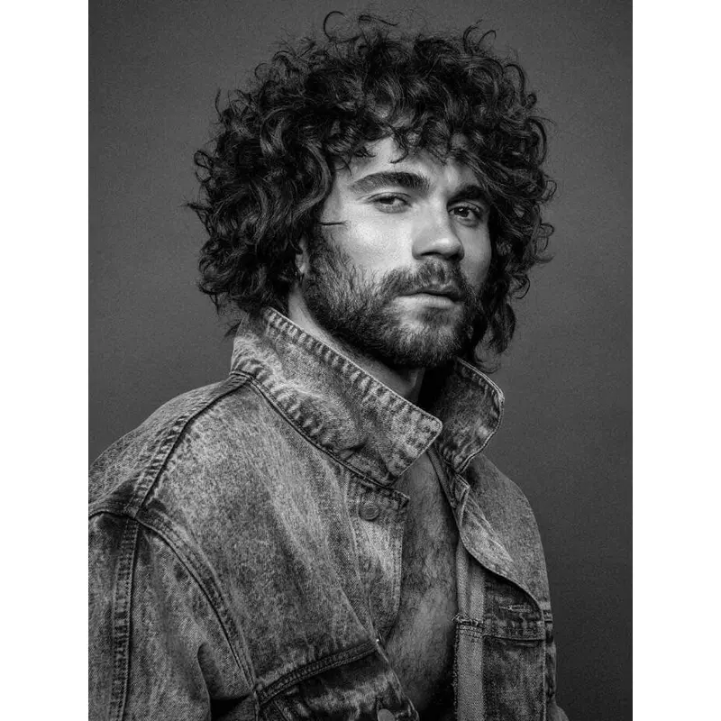 Long Curly Capless Black Synthetic Layered Men Wigs