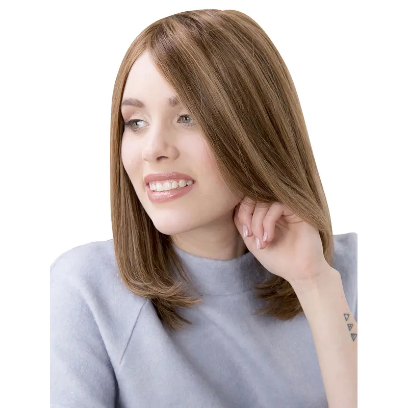 Monofilament 14" Amazing Blonde Without Bangs Human Hair Wigs