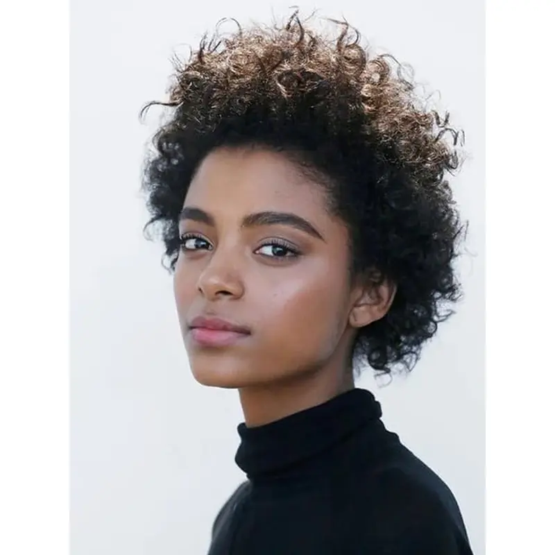 Short Black Wigs For African American Synthetic Curly Boycuts Wigs