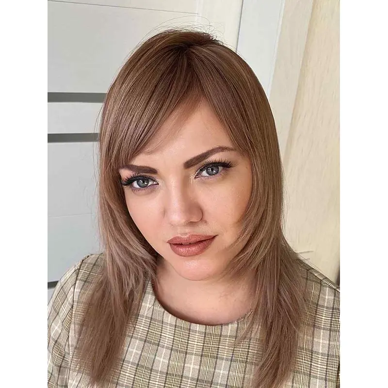 Shoulder Length Wigs Straight Lace Front Wigs Synthetic Layered Wigs