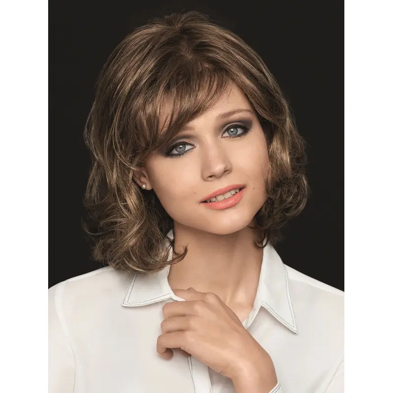 12" Blonde Synthetic Chin Length Wavy Bobs 100% Hand Tied Wigs