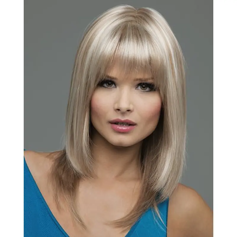High Quality Blonde Straight Shoulder Length Lace Front Wigs