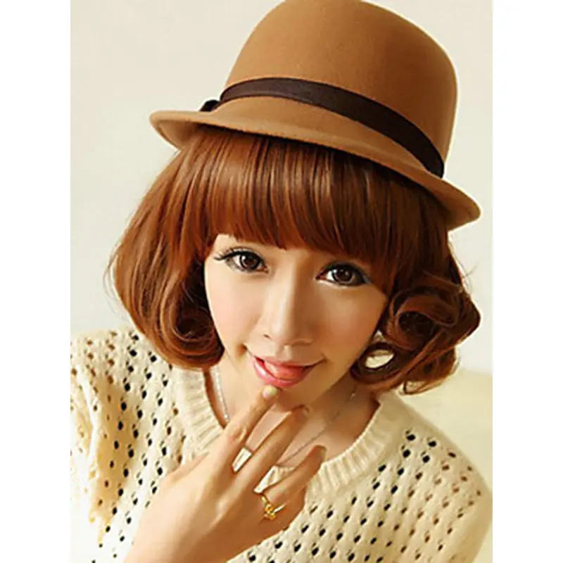 Perfect Auburn Wavy Chin Length Lace Wigs