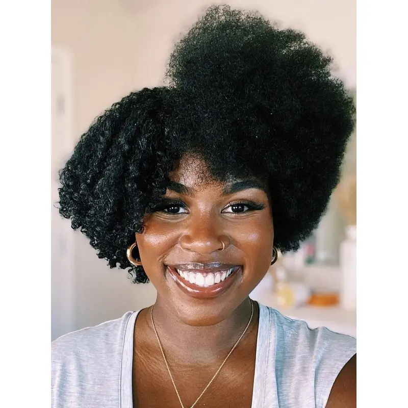 Short African American Human Hair Wigs Black Kinky 8" Wigs