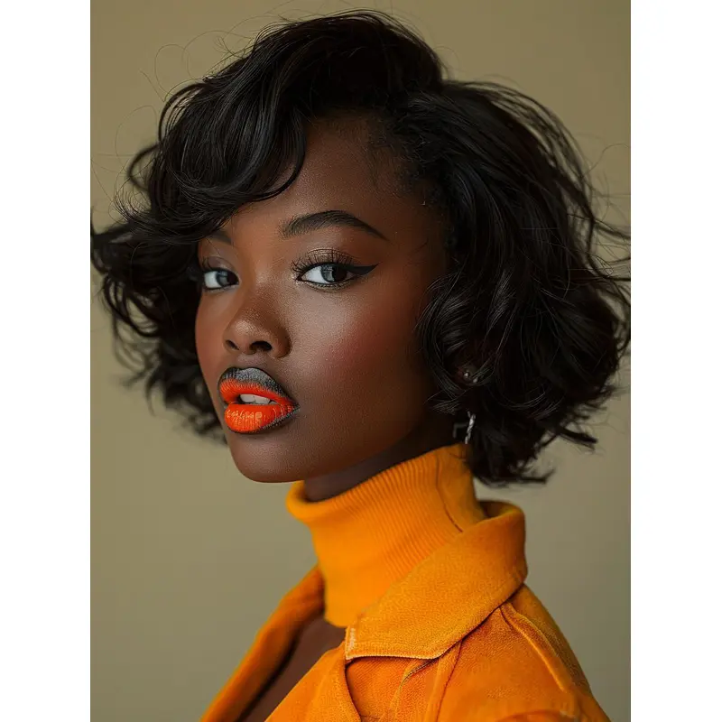 Wigs For Oval Face African American 10" Lace Front Remy Human Hair Without Bangs Wigs
