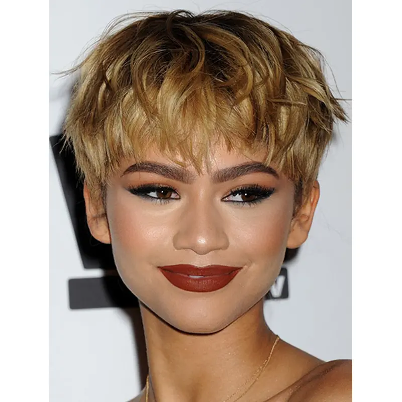 Capless 6" Wavy Short Boycuts Zendaya Wigs