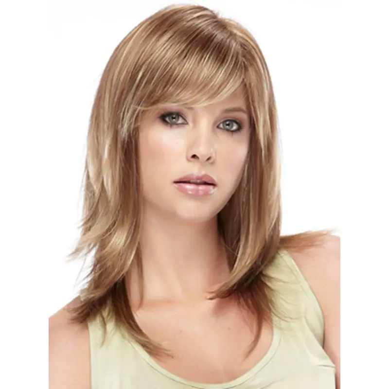 Convenient Synthetic Brown Straight Medium Wigs