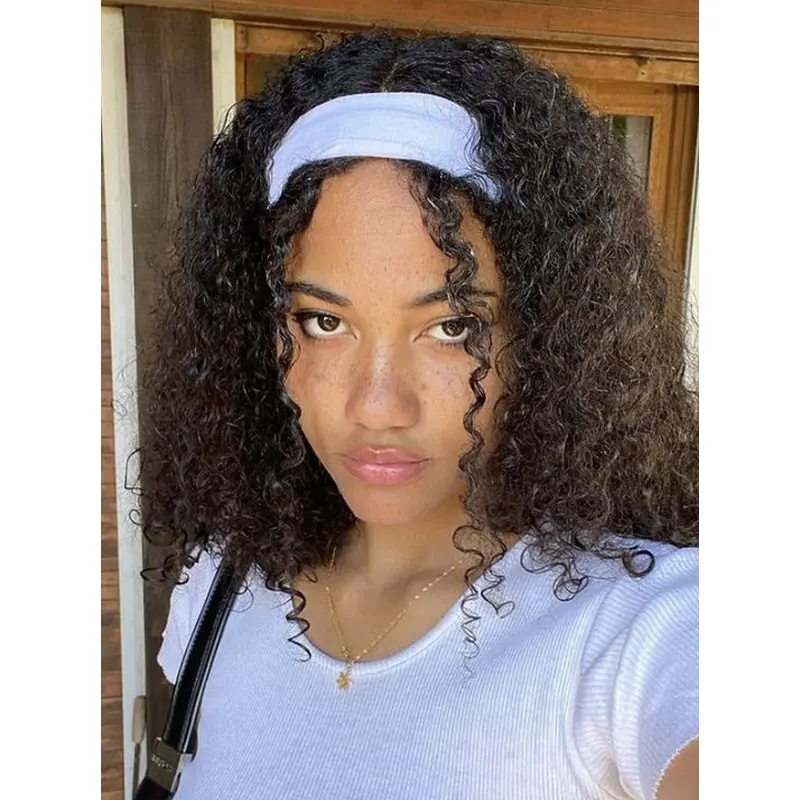 Human Hair Wigs African American Kinky 12" Monofilament Wigs