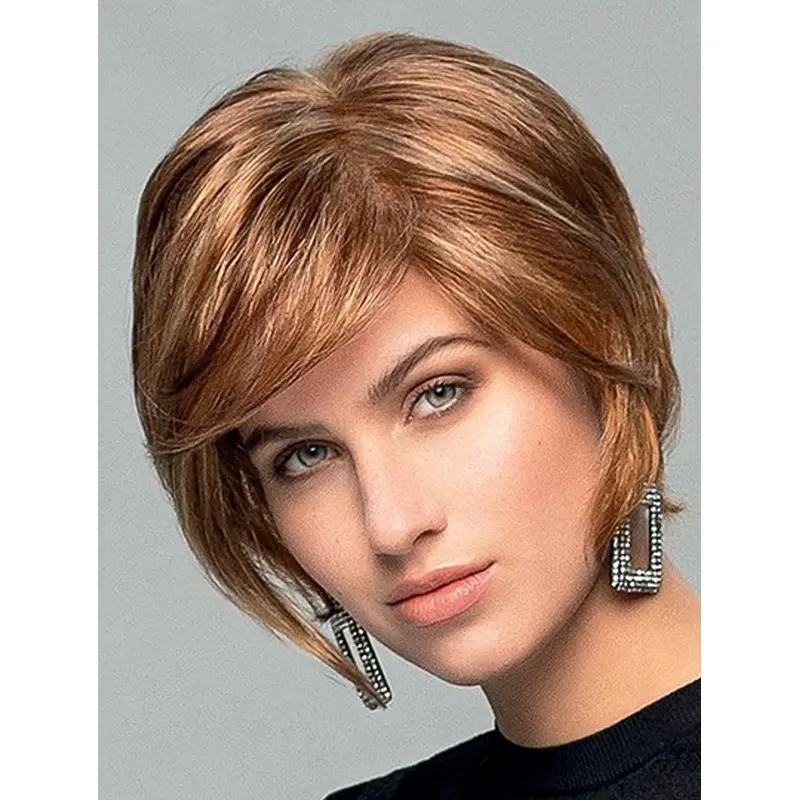 Wavy Monofilament Blonde Synthetic Boycuts Top Quality Ladies Short Wigs