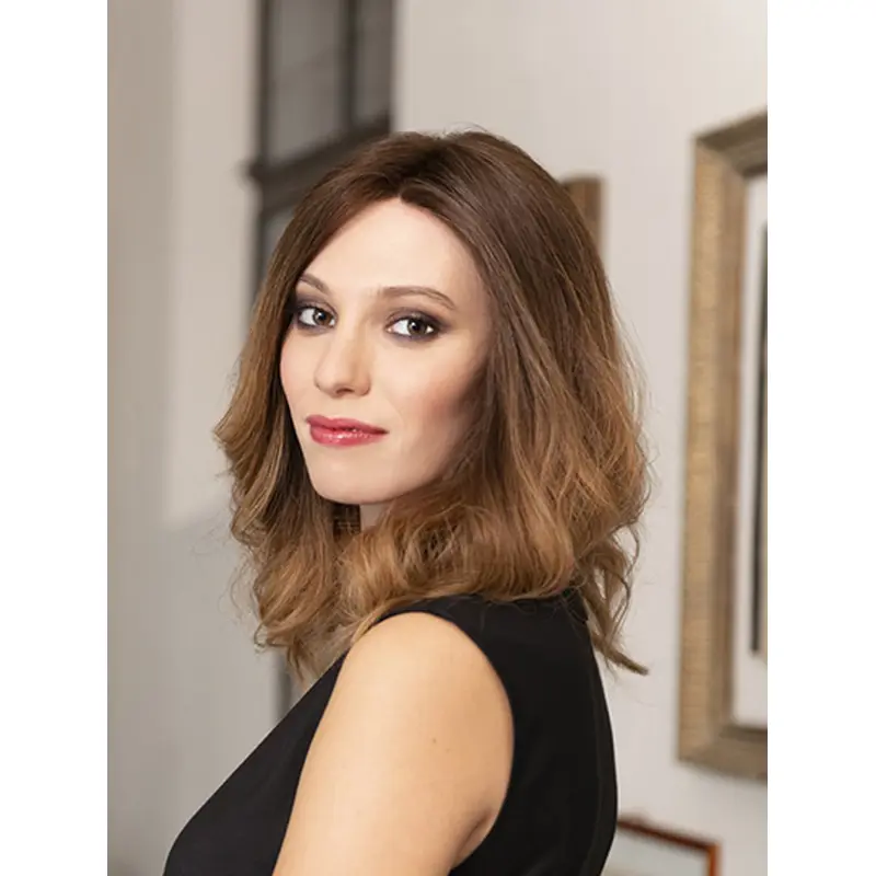 Wavy Shoulder Length Blonde Monofilament 14" Without Bangs Glamorous Lace Wigs