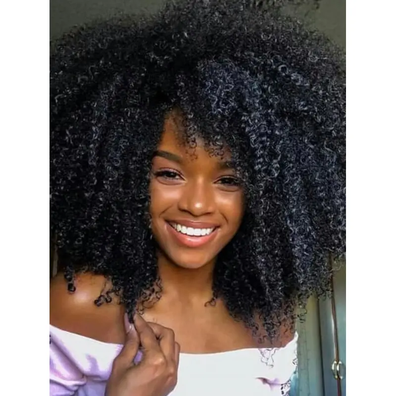 African American Wigs Human Hair Kinky 14" Monofilament Wigs