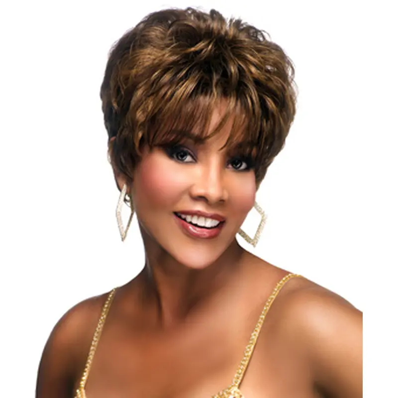 Cosy Brown Wavy Cropped African American Wigs