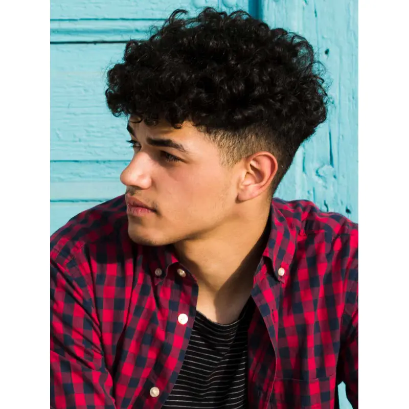 Curly Black Monofilament Short Synthetic Jewfro Wigs for Men