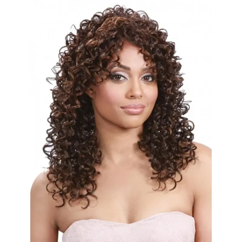 Graceful Brown Curly Long Human Hair Wigs & Half Wigs