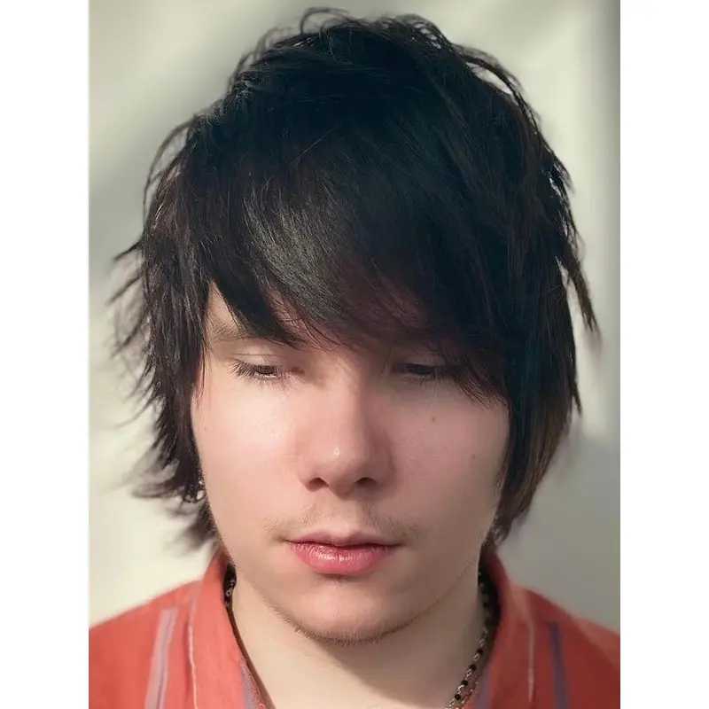 Men Wigs 6" Short Straight Monofilament With Bangs Wigs