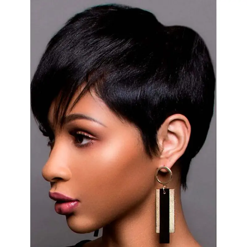 Natural Looking Short Wigs For African American Straight Wigs Lace Synthetic Wigs