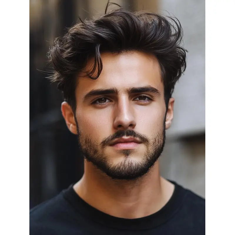 Realistic Male Wigs Black Wavy Short Monofilament Wigs