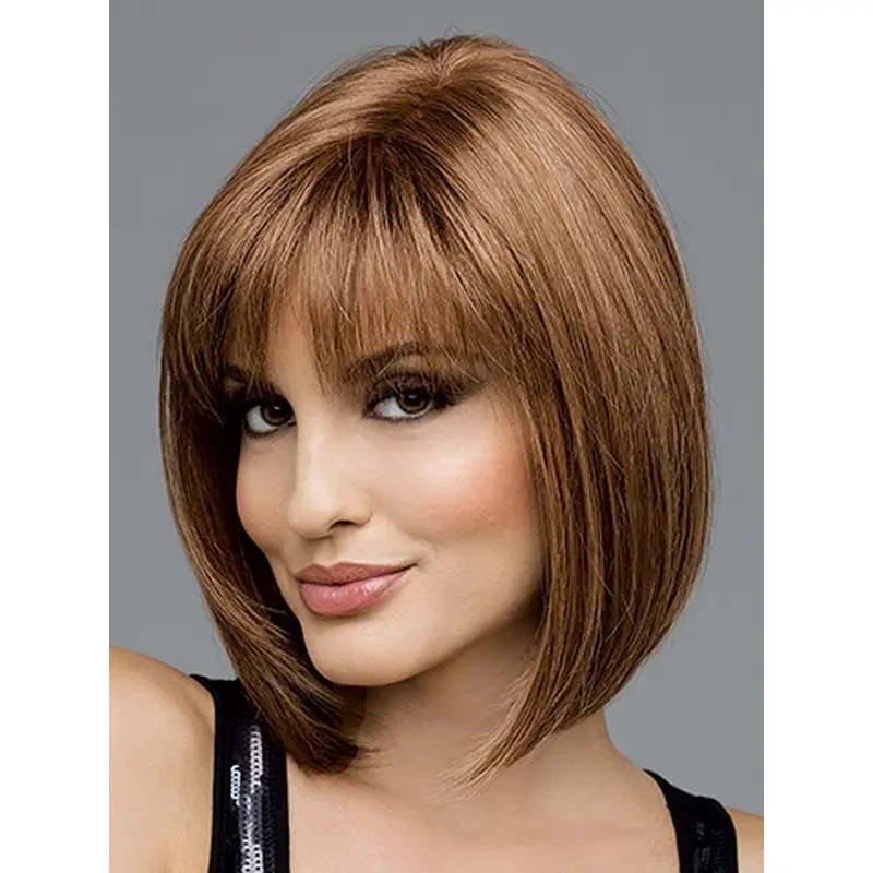Sassy Brown Straight Chin Length Wigs For Cancer