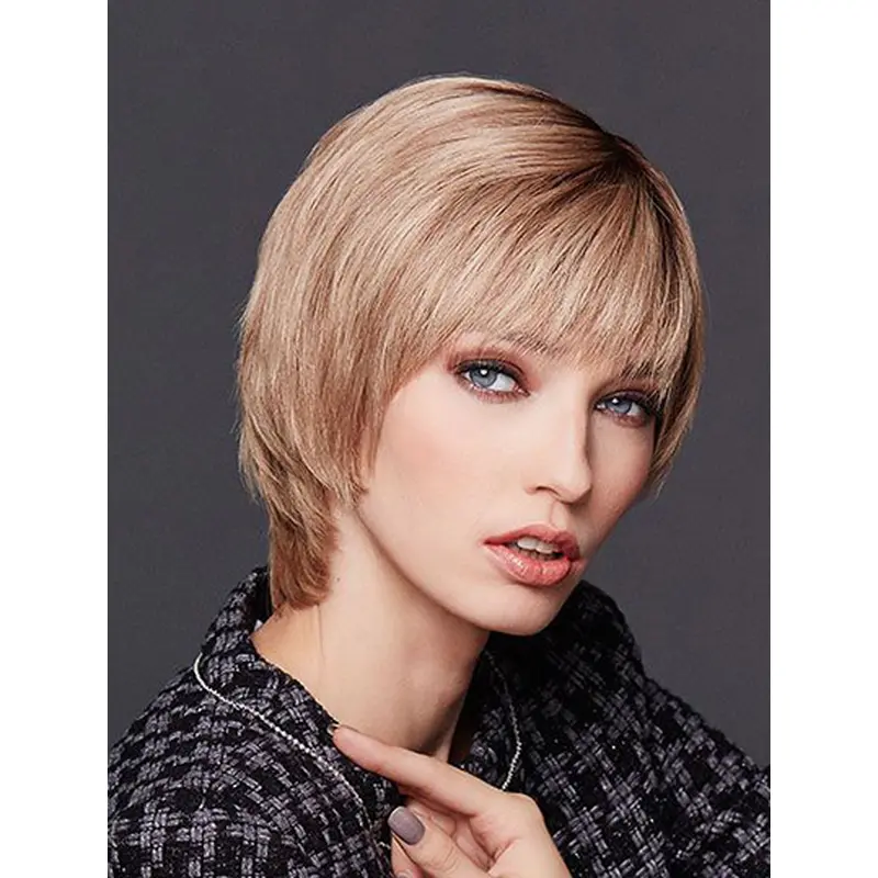 10" Chin Length Straight Blonde Remy Human Hair Ladies Monofilament Wigs