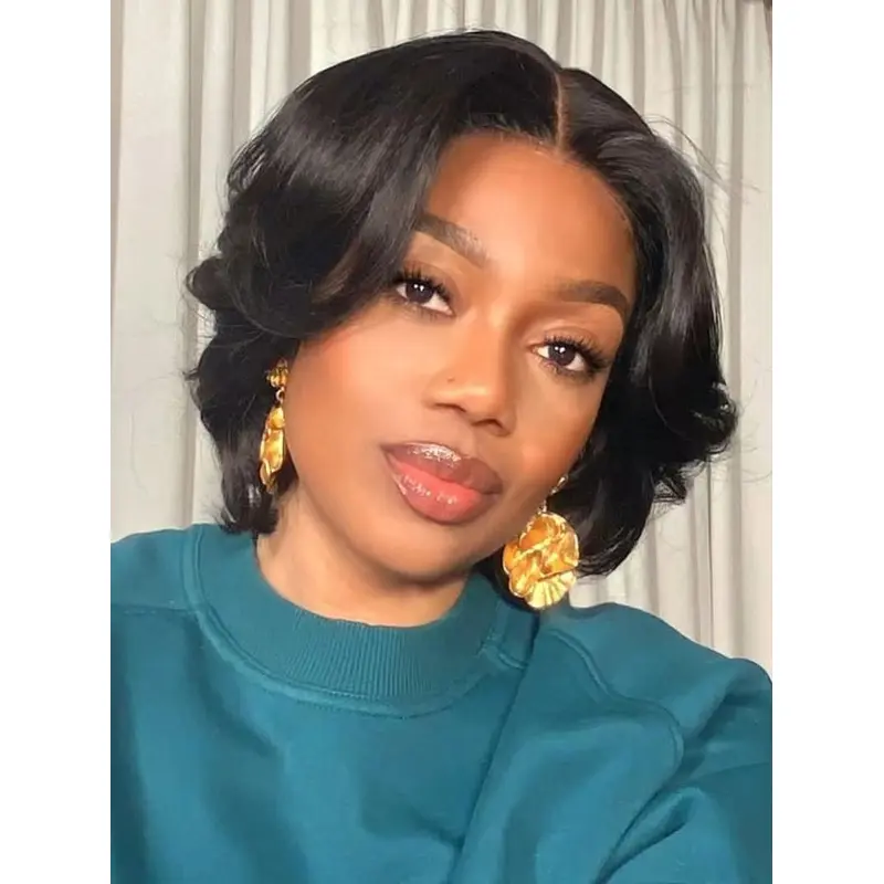 African American Short Hair Wigs 8" Wavy Synthetic Wigs