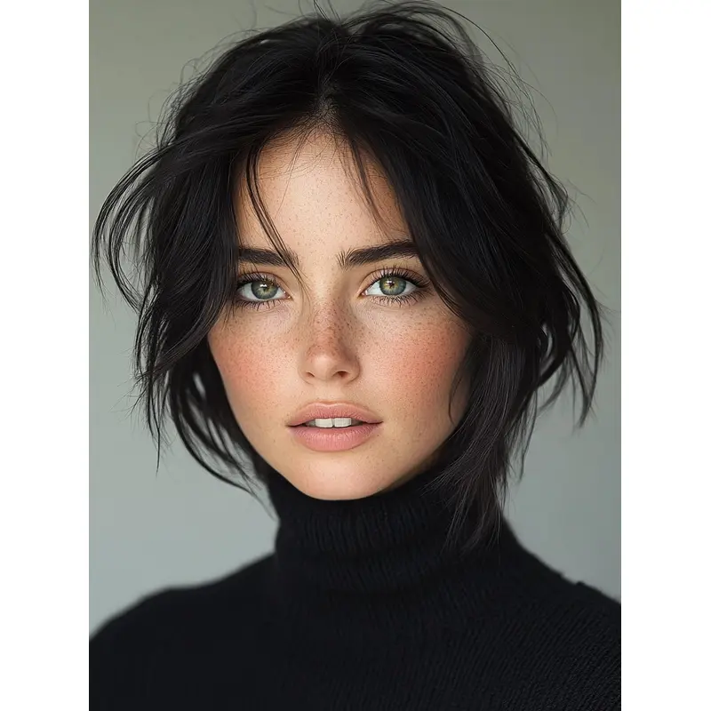 Short Bob Wigs Monofilament 8" Synthetic Black Straight Wigs